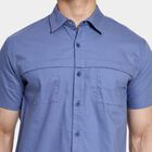 Men's 100% Cotton Casual Shirt, Mid Blue, small image number null